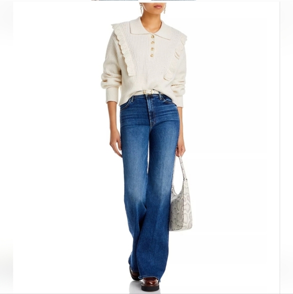 Derek Lam 10 Crosby Noelia Cream Ruffle Wool Sweater Size XL - Picture 2 of 9